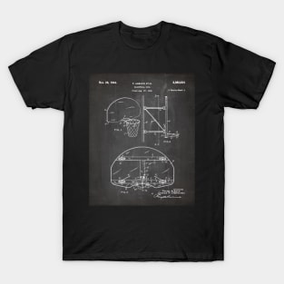 Basketball Net Patent - Basketball Fan Coach Player Art - Black Chalkboard T-Shirt